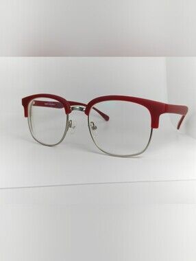 Yokote. Red Half-Rim Women's Eyeglasses - Classic Metal Frame.